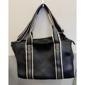 Haute Shore Black Silver Neoprene Preppy Boho Tote Bag Purse